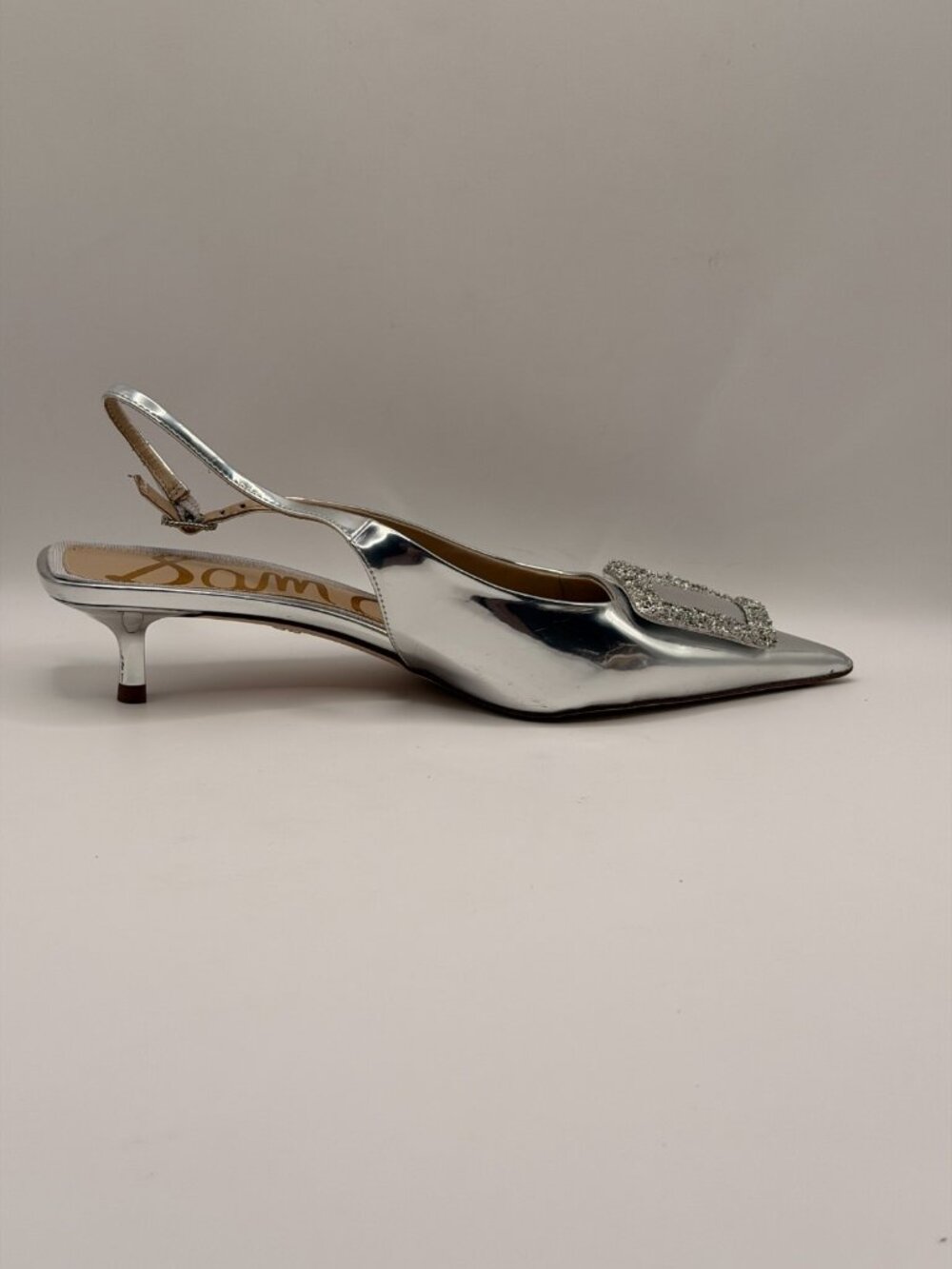 Sam Edelman Womens Kammie Silver Pointy Toe Slingback Pump Heel Sz 8 - Picture 5 of 10